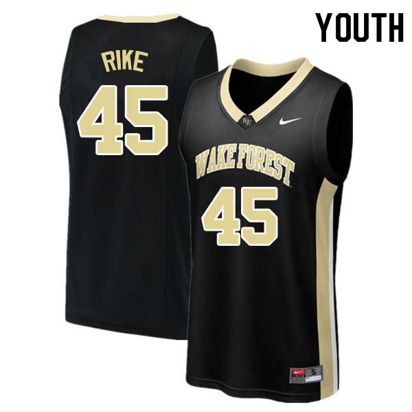 Youth #45 Troy Rike Wake Forest Demon Deacons College Basketball Jerseys Sale-Black